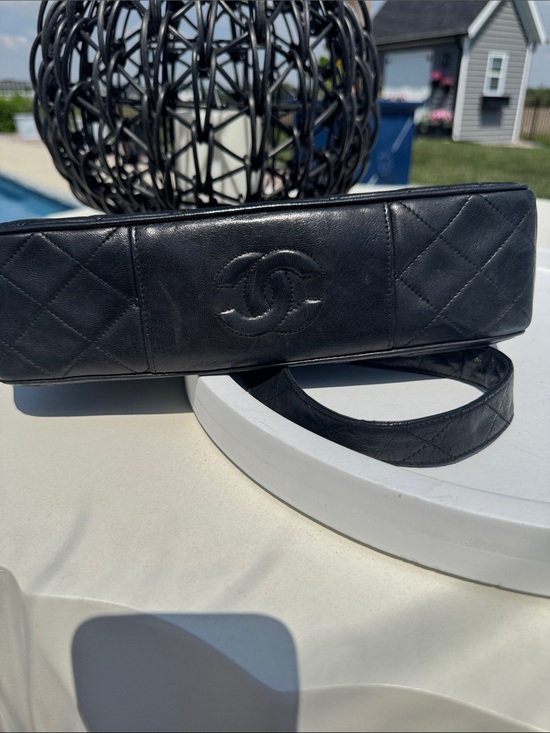 CHANEL Handbags - CHANEL Black Quilted Leather Shoulder Baguette with Embossed CC